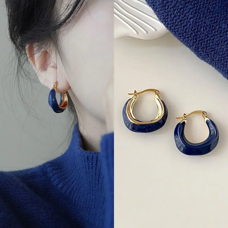88 klein blue drop glaze earrings-333