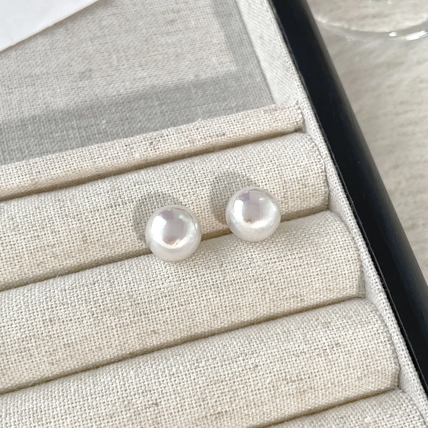 7710mm pink steamed bread bead earrings-333