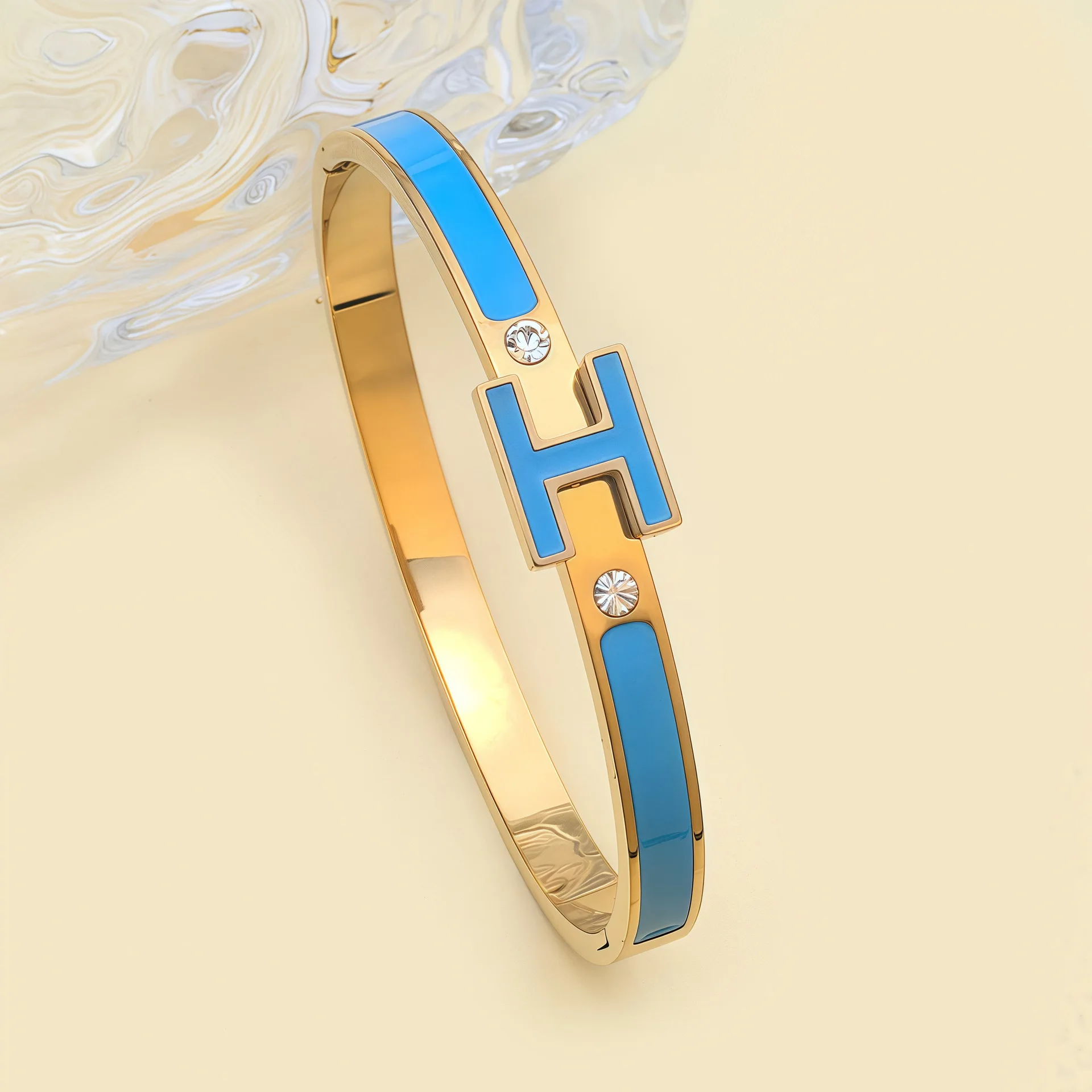 Gold blue h bracelet-177
