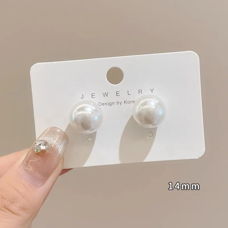 5 pearl stud earrings-14mm-333